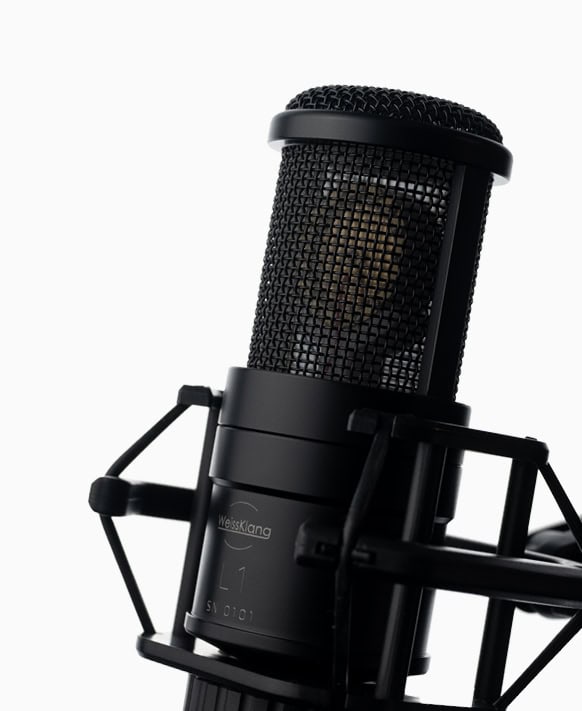 WeissKlang studio microphone in a shock mount