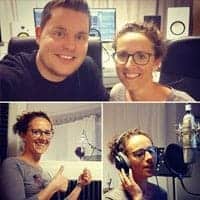 Musiker bei gemeinsamen Aufnahmen mit einem WeissKlang Mikrofon