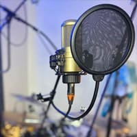 WeissKlang Mikrofon hinter einem Popfilter
