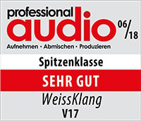 Professional Audio rating for the WeissKlang V17: top class - very good
