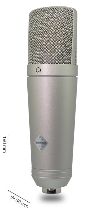 Dimensions of the WeissKlang V13: 190 mm high and 50 mm in diameter
