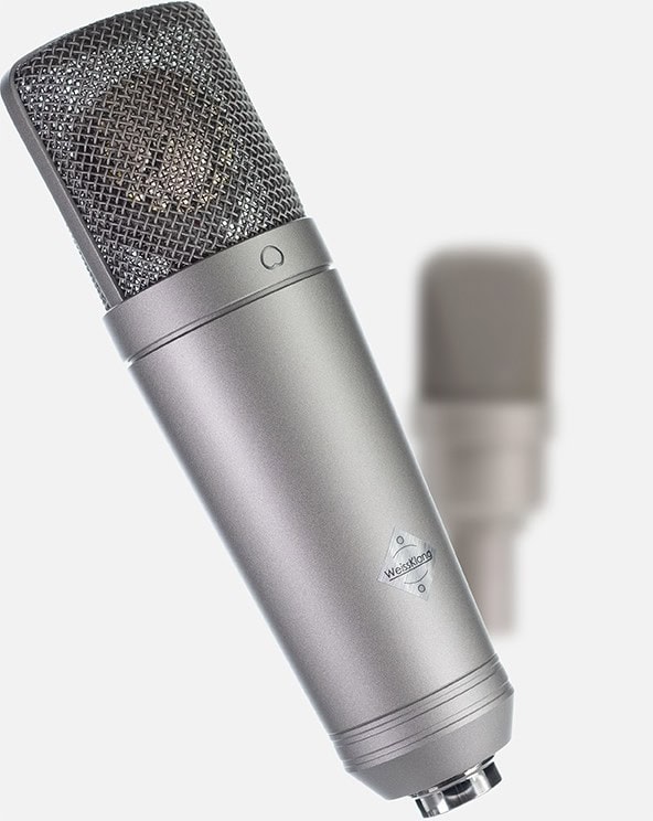 WeissKlang V13 in front of a blurred German transistor microphone
