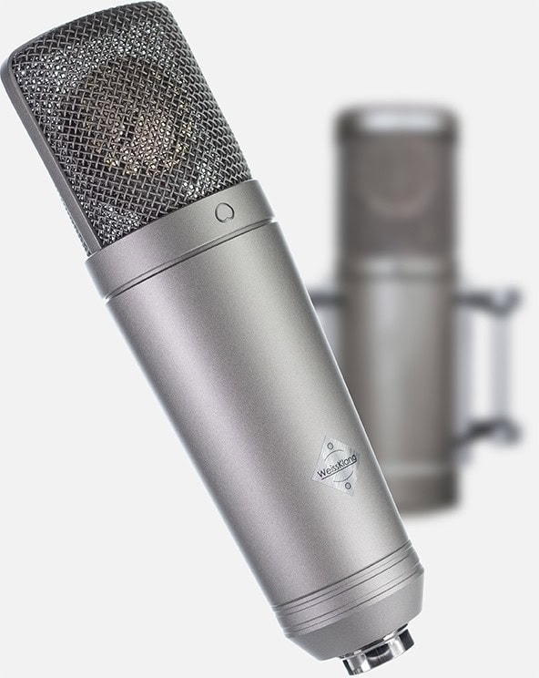 WeissKlang V13 in front of a blurred German transformer microphone