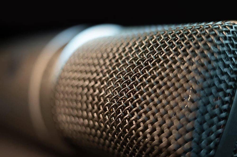 Close-up of the wire mesh on the WeissKlang V17 microphone grille